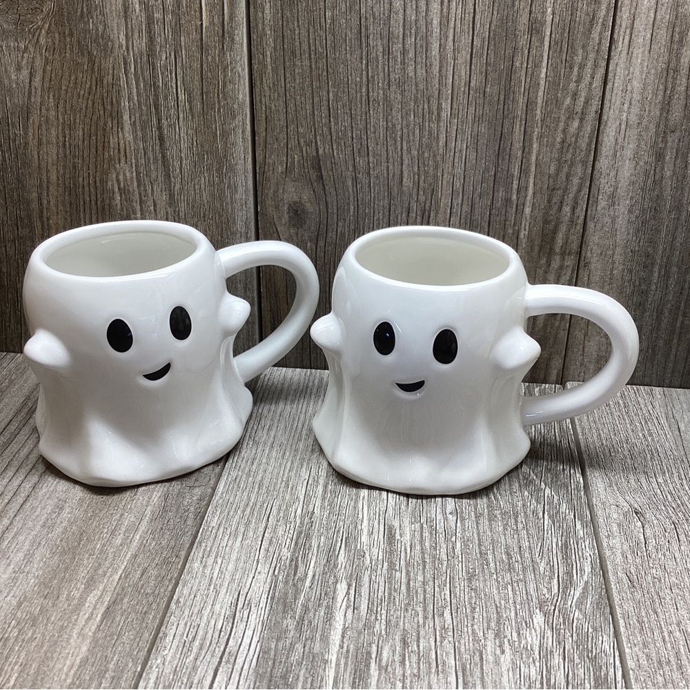 Stoneware Halloween 2021 Ghost Mug Set of 2 Threshold Target 10oz New Boo Cups - Picture 2 of 13